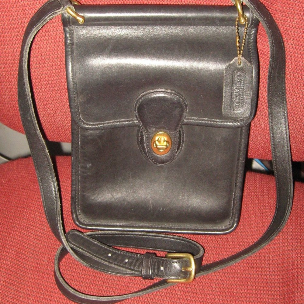 ❤️Vintage COACH 9930 Willis Murphy BLACK Leather Crossbody Bag Purse +FOB